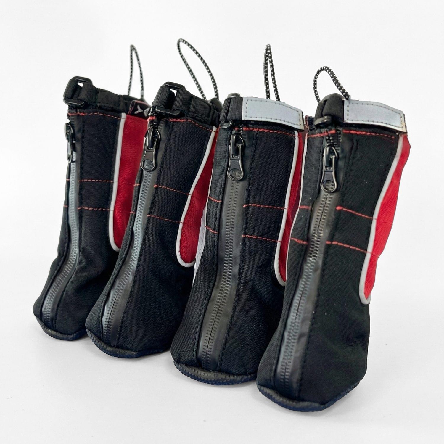 Waterproof black and red dog boots